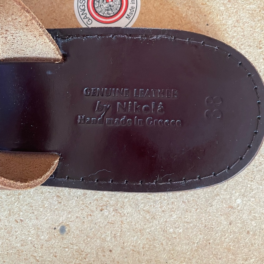 Nikola Braided toe ring dark brown sole Areti sandals - Picture 5 of 7